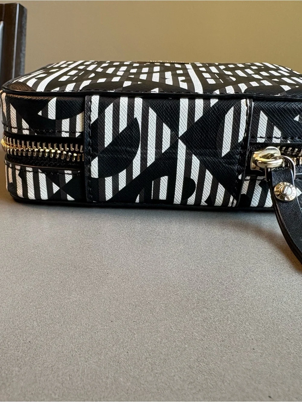 henri bendel Black and White Graphic Zip Cosmetic Pouch